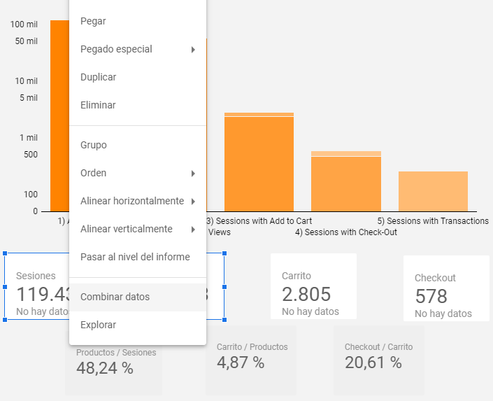 data studio combinar datos